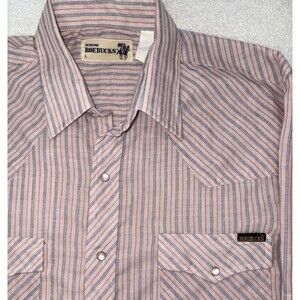 Vintage Sears Roebucks Pearl Snap Western Shirt 70s Short Sleeve Men's Large